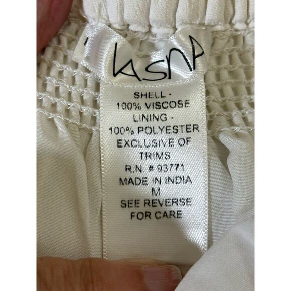 Vasna white rayon crepe babydoll dress, medium, flowy, feminine, romantic, soft - Picture 5 of 5